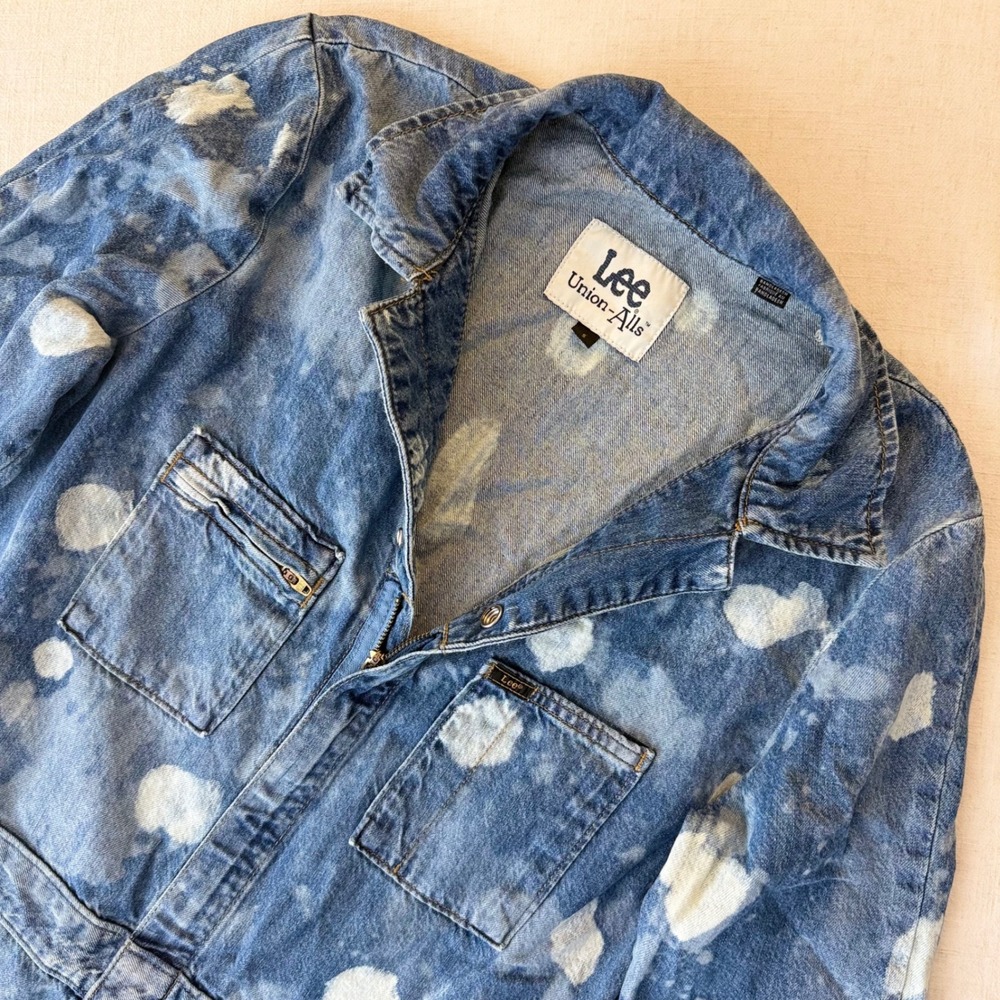 Lee Union-Alls Bleach Splatter Denim Coveralls Jumpsuit Small Utility Boho 90s - Picture 7 of 16